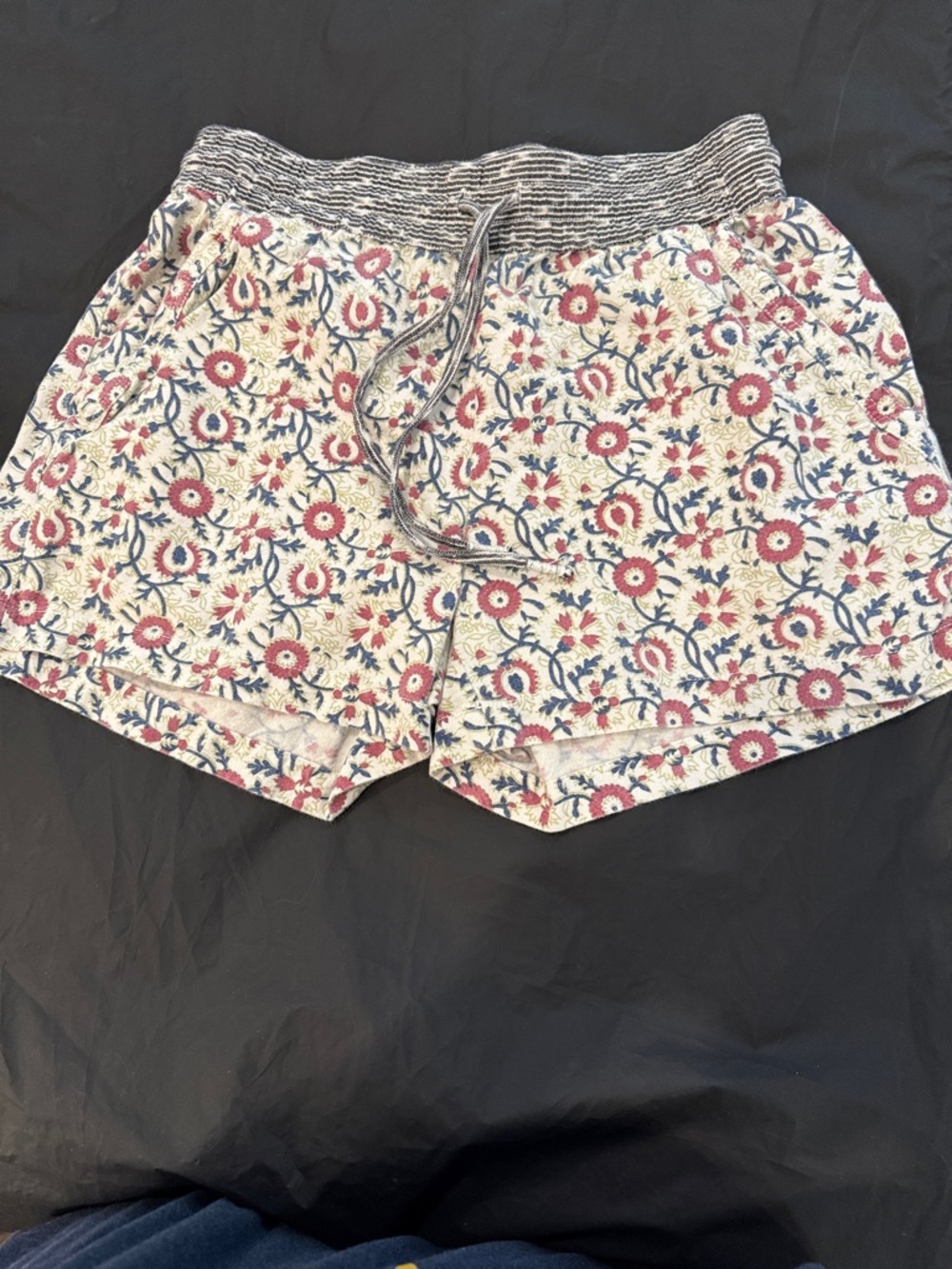 dylan Floral Drawstring Athletic Shorts - White, Pink & Blue